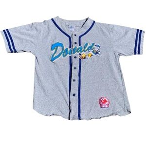 Vtg Disneyland Resort Donald Duck Baseball Jersey M Oversized Blokecore